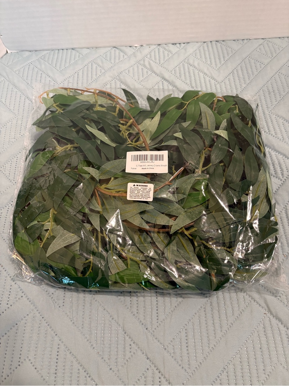 5.7 Foot Artificial Greenery Garland Faux Silk New Sealed In Bag